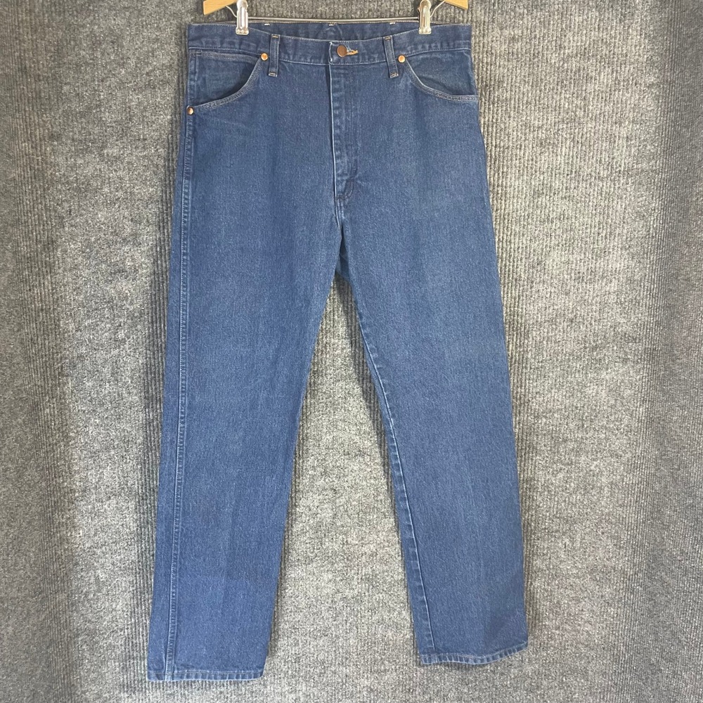 Wrangler 13MWZ Cowboy‎ Cut Jeans Mens 36x34 (34x31) Blue Straight Leg Denim